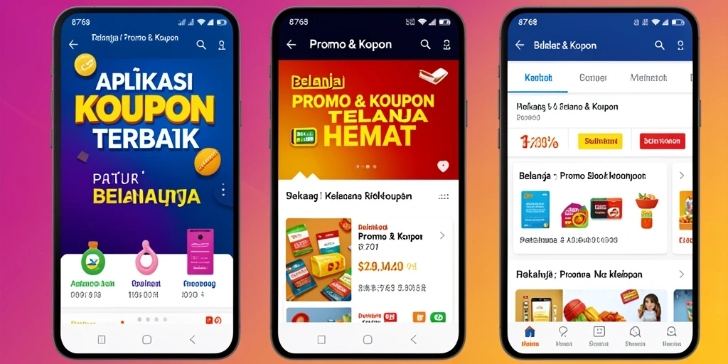 Tampilan antarmuka aplikasi 8768 dengan berbagai kupon menarik.