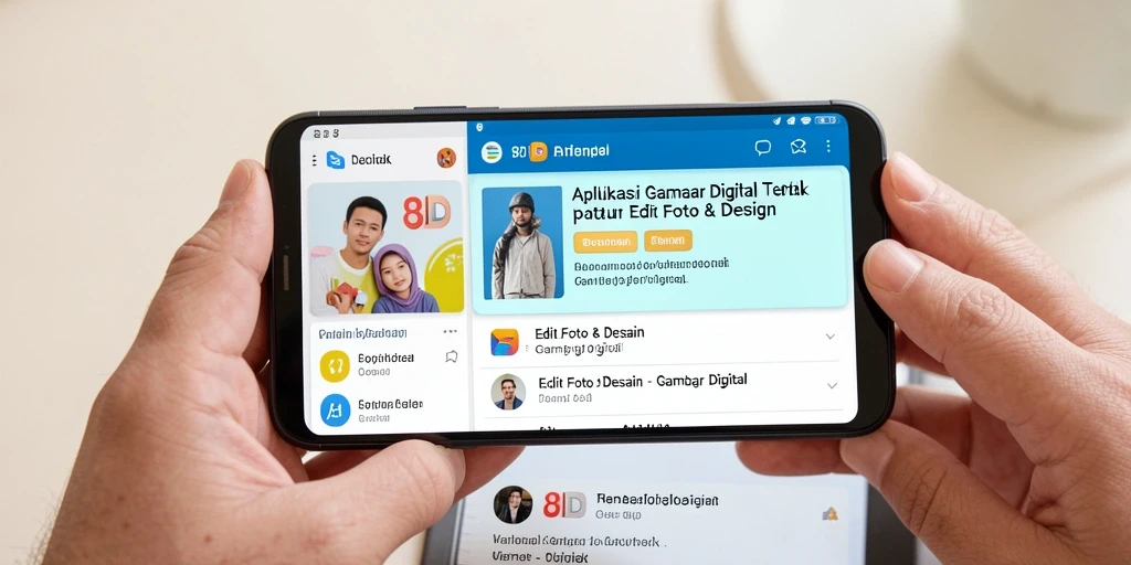 Antarmuka aplikasi 8ID dengan alat edit gambar yang lengkap.