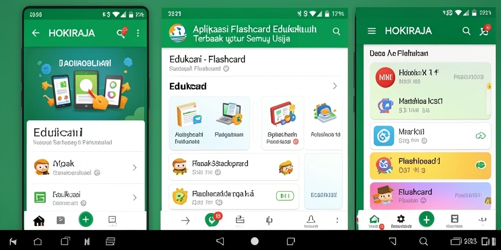 Antarmuka HOKIRAJA yang menarik dan fungsi flashcard yang sederhana.