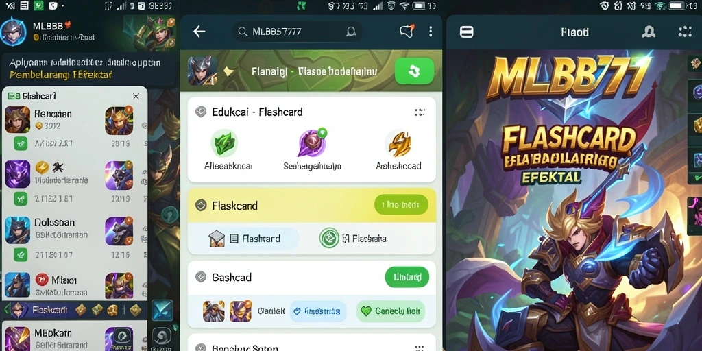 Antarmuka menarik yang mendukung metode belajar Flashcard.