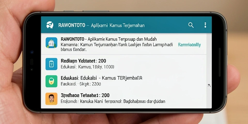 Antarmuka menarik RAWONTOTO untuk belajar terjemahan bahasa.