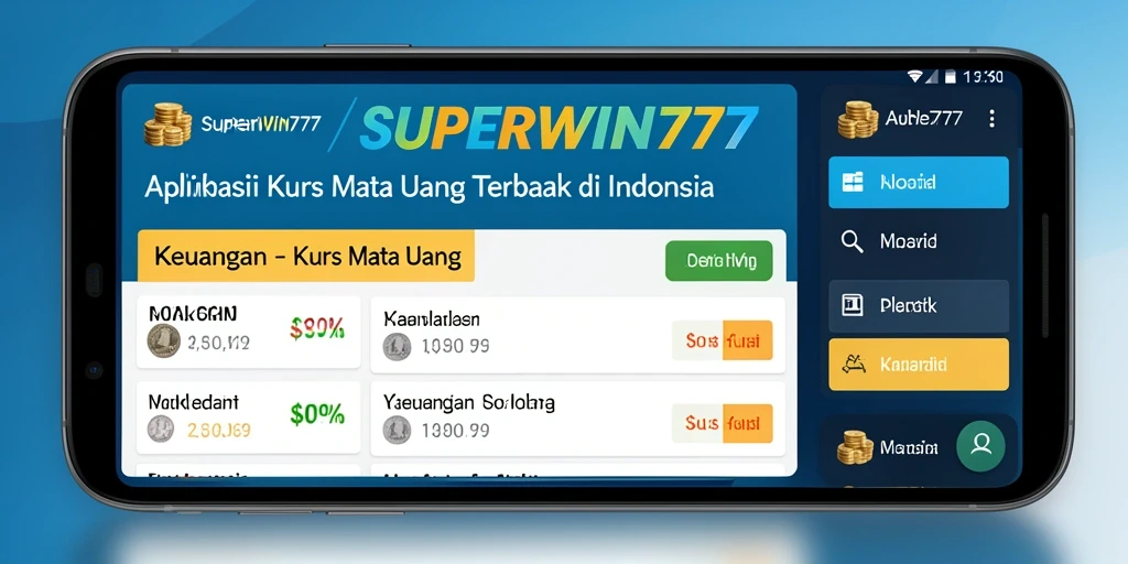 Antarmuka sederhana dan informatif aplikasi SUPERWIN777 untuk memantau kurs mata uang.