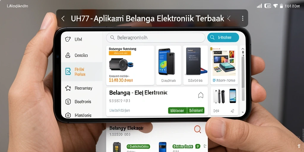 Tampilan utama UH77 dengan katalog produk elektronik.